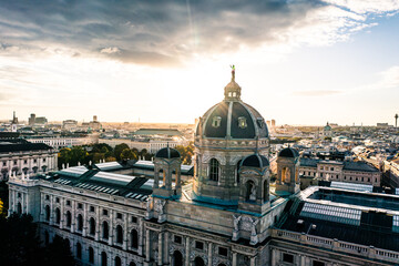 Fototapeta premium Aerial Drone Photo - Beautiful Vienna at Sunrise. Museum of Art History featured 