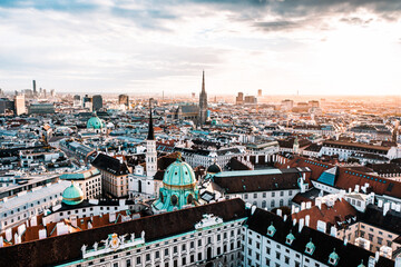 Aerial Drone Photo - Sunrise over Vienna, Austria