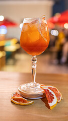 sbagliato cocktail in glass cup with orange slices