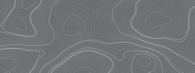 Black and white wavy abstract topographic map contour, lines Pattern background. Topographic map and landscape terrain texture grid. Wavy banner and color geometric form. Vector illustration.