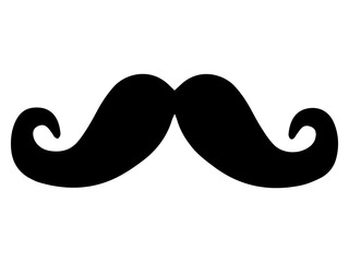 Hand drawn sketch of curled mustache. Men mustache on a white