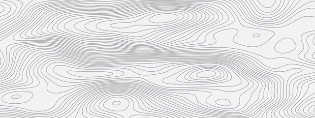 Black and white wavy abstract topographic map contour, lines Pattern background. Topographic map and landscape terrain texture grid. Wavy banner and color geometric form. Vector illustration.