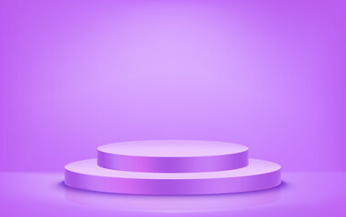 Violet studio with soft light. 3d vector showcase