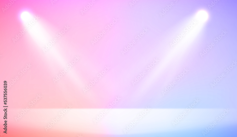 Poster empty illuminated room with bright soffits. realistic 3d style vector illustration