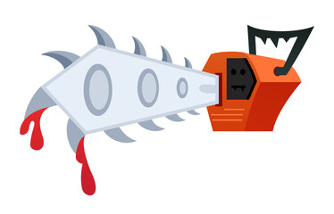 Bloody chainsaw - creative, modern cartoon style object