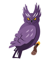 Purple owl - creative, modern cartoon style object