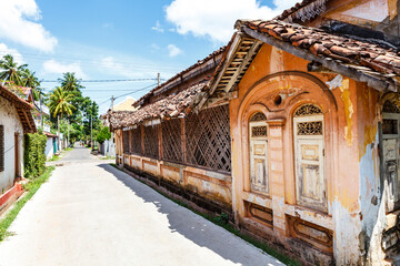 Facade of an old colonial building in Negombo, Sri Lanka, Asia  