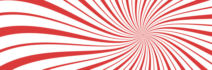 Vector Christmas background. Candy cane, lollipop pattern. Long horizontal banner. - 537561019