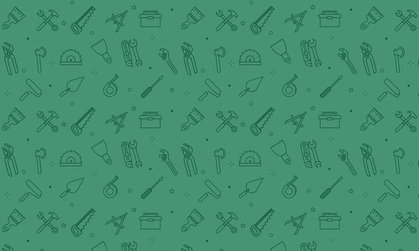 seamless pattern with repair tools. vector background with saw, hammer, tape measure, repair tools. Background for a construction store