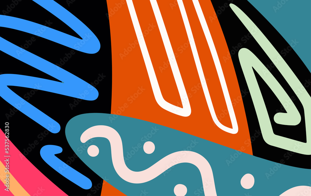 Aufkleber Abstract trendy background design in ethnic style. Retro modern illustration outline stroke pattern