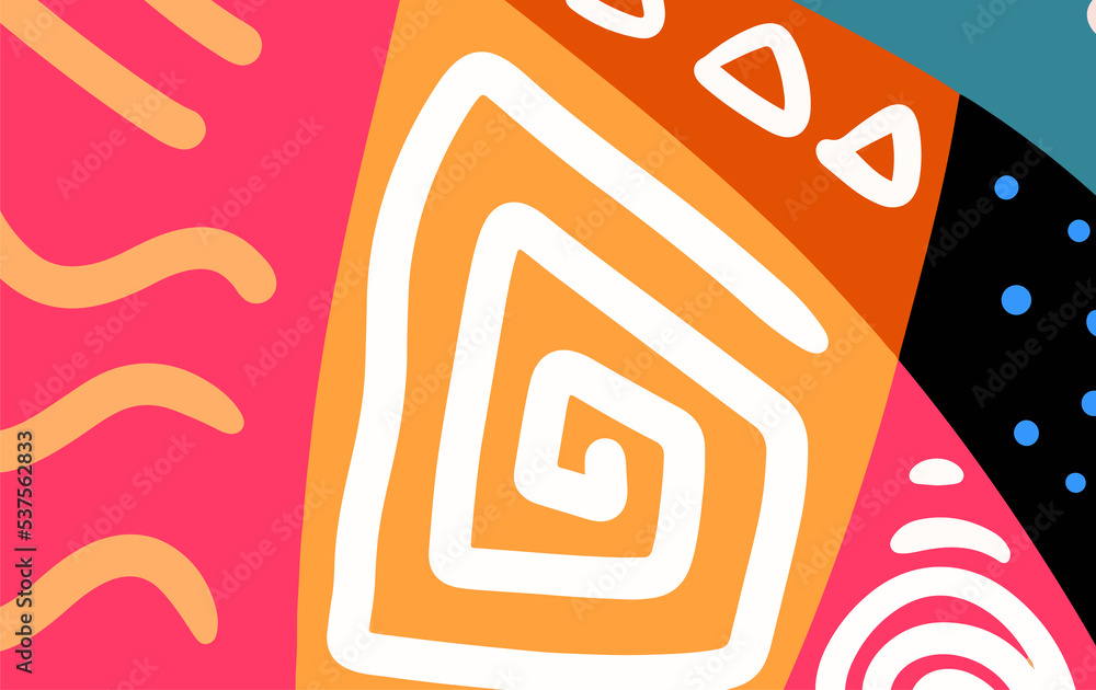 Aufkleber abstract trendy background design in ethnic style. retro modern illustration outline stroke pattern
