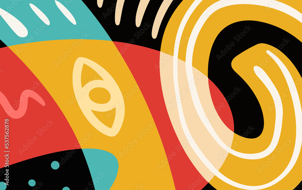 Aufkleber abstract trendy background design in ethnic style. retro modern illustration outline stroke pattern