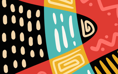 Obraz premium Abstract trendy background design in ethnic style. Retro modern illustration outline stroke pattern
