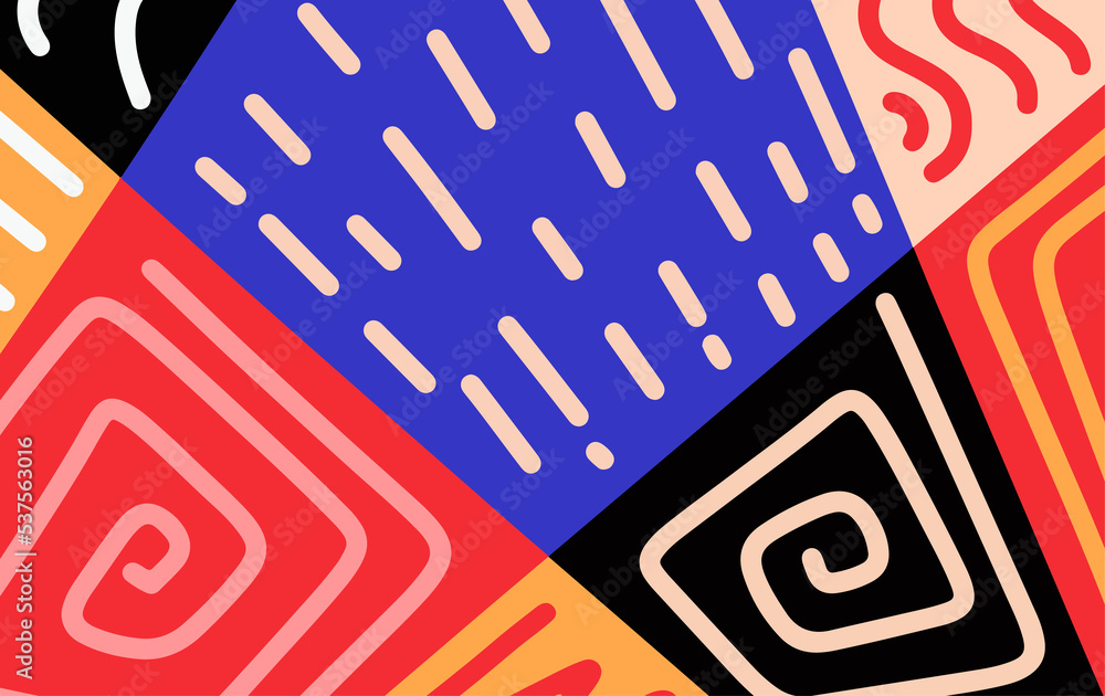 Aufkleber abstract trendy background design in ethnic style. retro modern illustration outline stroke pattern