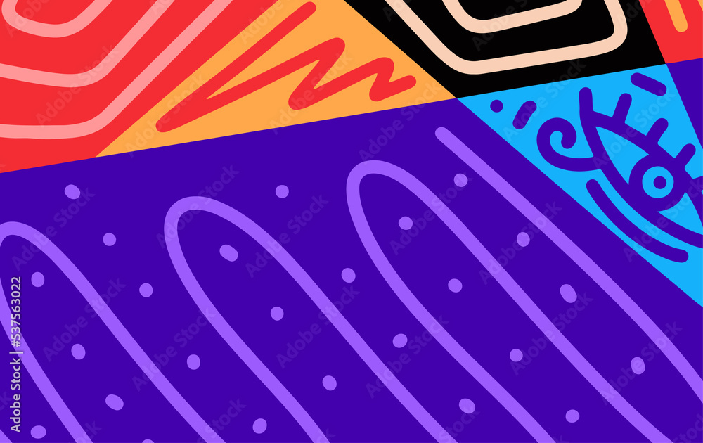 Aufkleber abstract trendy background design in ethnic style. retro modern illustration outline stroke pattern