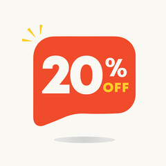 20% off. Price discounts tag for sales. Promotions, special offer retail and stores. Use in banner, social media