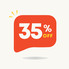 35% off. Price discounts tag for sales. Promotions, special offer retail and stores. Use in banner, social media