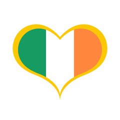 Ireland Flag in a Golden Heart Icon. Vector Image.