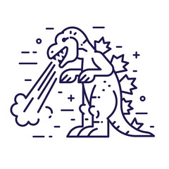 Japan Angry Dinosaur Icon in Line Art