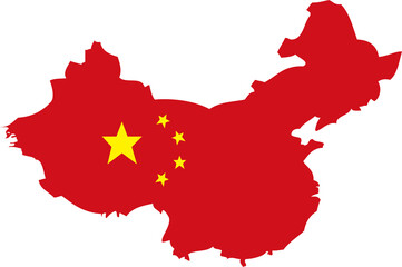 中国の国のシルエットと国旗