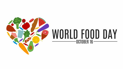 illustration of food forming a heart shape isolated on white background. suitable for the calendar of world food day events on october 16