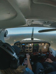 Interior shot of a plane cockpit