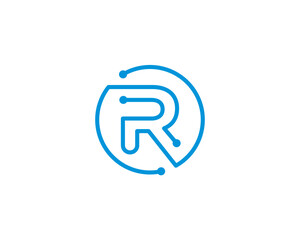 Circle Digital Technology Letter R Logo Icon 001