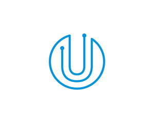 Circle Digital Technology Letter U Logo Icon 001