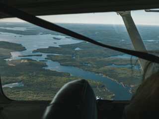 View from of a plane cockpit in Lanaudiere, Quebec, Canada