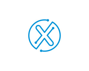 Circle Digital Technology Letter X Logo Icon 001