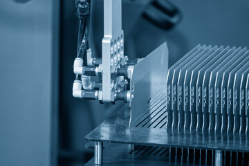 The high technology sheet metal forming by robotic arm with hydraulic press brake machine.