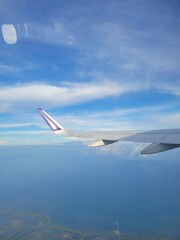 Fototapeta na wymiar View of the land from airplane window