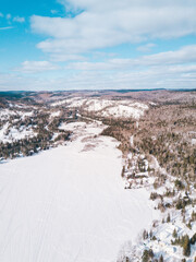 Aerial view of Winter in Quebec, Canada