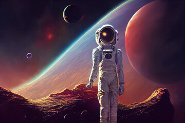 Obraz na płótnie Canvas Female space explorer. 3d illustration