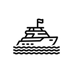 Black line icon for yacht