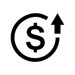 Dollar up Icon Flat Style Isolated Vector Illustration. Vector illustration