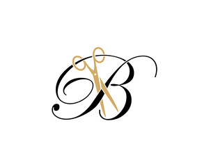 Letter B with scissor logo Vector 001