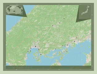 Hiroshima, Japan. OSM. Major cities