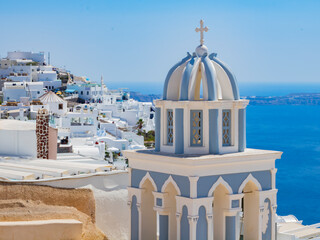 White and blue santorini church