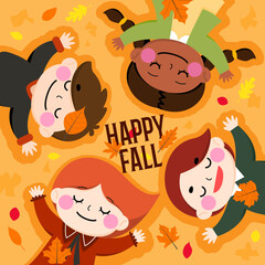 Happy fall cartoon illustration