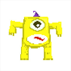 pixel art illustration draw artwork design character bit icon symbol set of alien monster video game
