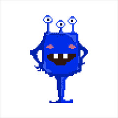 pixel art illustration draw artwork design character bit icon symbol set of alien monster video game