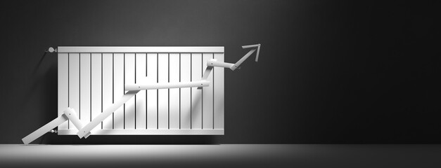 Classic Radiator with arrow in front of background - 3D Illustration