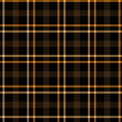 Seamless tartan plaid pattern in Black and Orange Color.