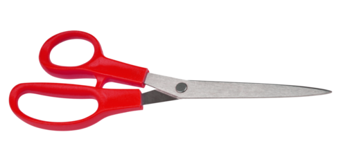 Red scissors closeup isolated