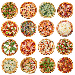 Collection of pizza with various ingredients isolated - 537572443