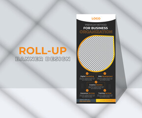 Modern abstract brochure background, Standee Design. Business Roll Up, Banner Template, Creative Vector roll up banner design.