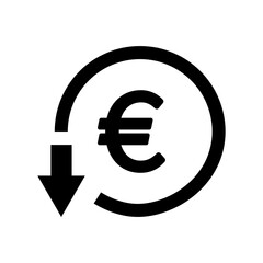 Euro down icon in line style about currency, use for website mobile app presentation. Vector illustration