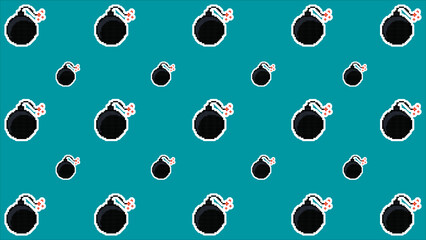 art illustration draw artwork background pixel character icon symbol design concept set of bomb 