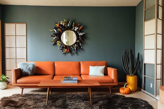 modern living room in fall